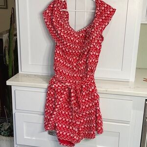 Red Floral Lane Bryant Romper